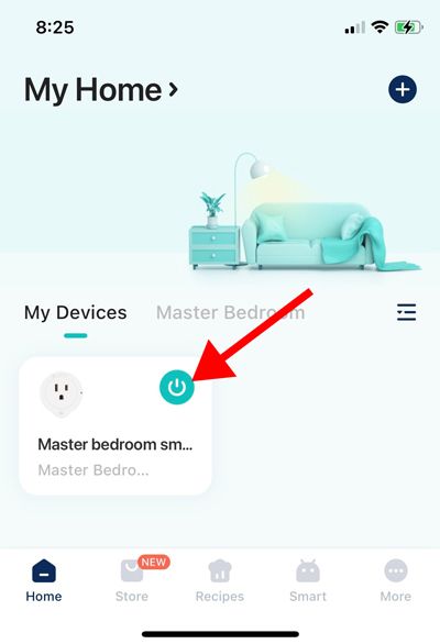 Tap power button in manufacturer's app
