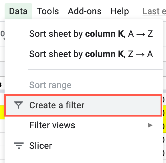 Click Data, Create a Filter