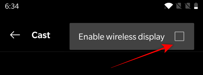 Tick box for Enable Wireless Display for Casting Android Screen