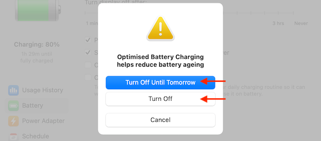 Use &quot;Turn Off Until Tomorrow&quot; to disable the feature temporarily. Use &quot;Turn Off&quot; to completely disable the feature. 