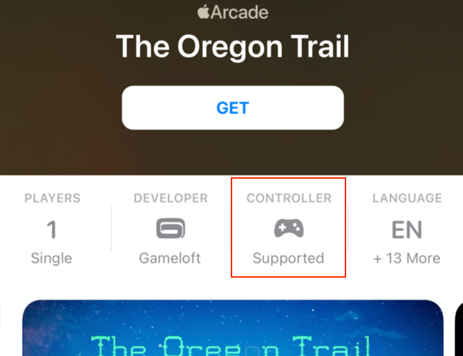 Controller support mentioned on the App Store page for Apple Arcade games