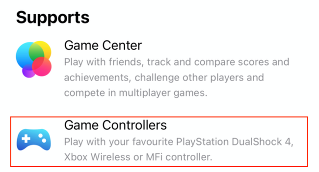Game controller support listed for Apple Arcade games on the App Store