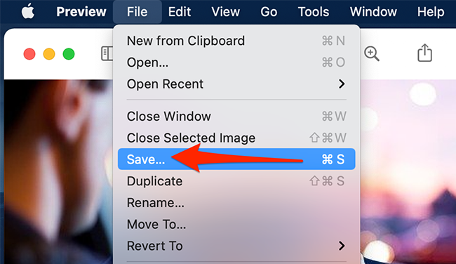 Select "File > Save" in Preview.