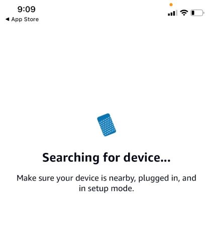 The Alexa app searching for devices.