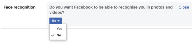 Disable Facebook Face Recognition