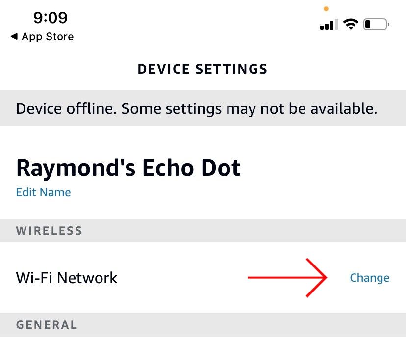 Tap &quot;Change&quot; next to Wi-Fi Network.