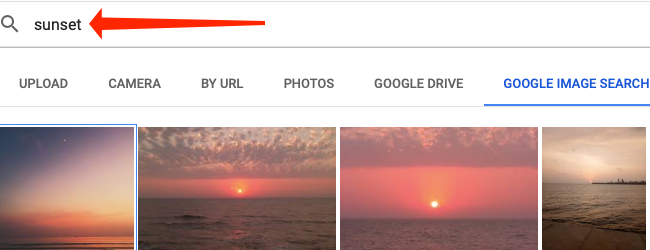 Use the search box to find an image from Google Images within Google Sheets.