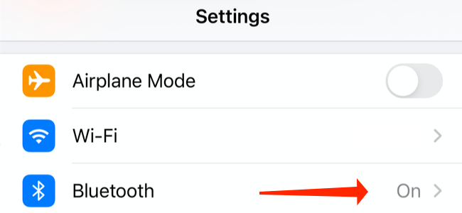 Tap Bluetooth in iPhone settings