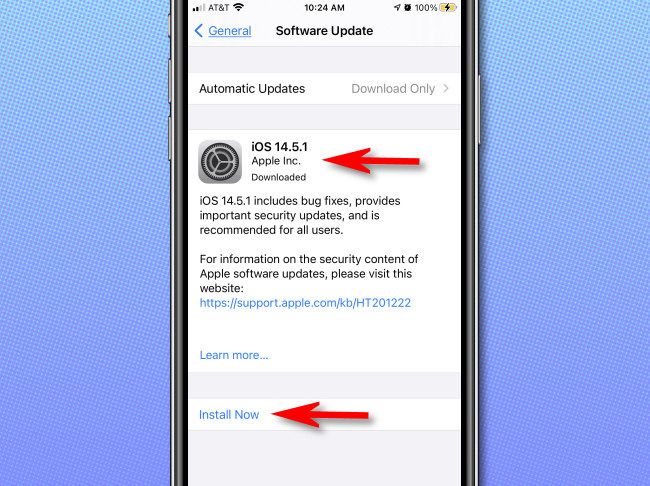 If an iOS update is available, it will be listed on the "Software Update" page.