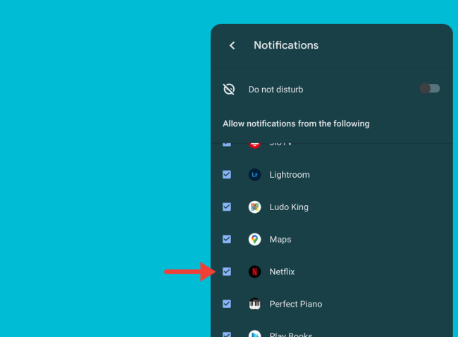 Mute notification from an app or website on Chromebook