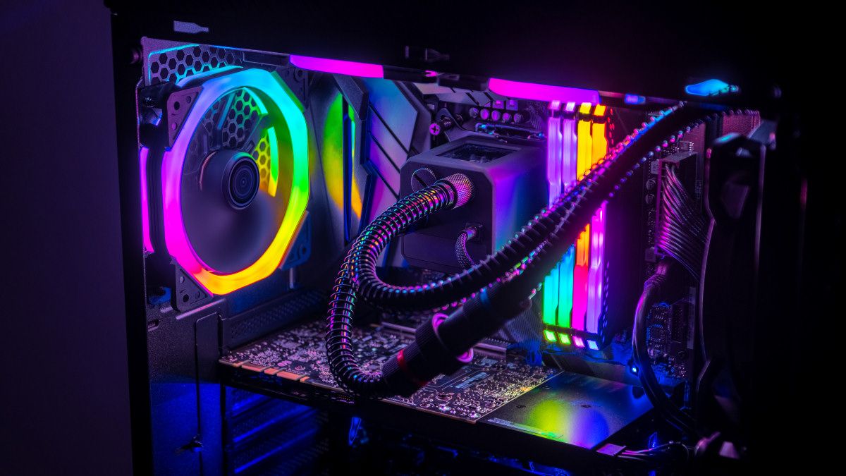 Inside an RGB gaming PC.