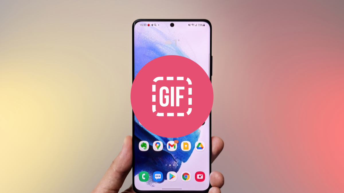 Samsung phone with GIF icon.