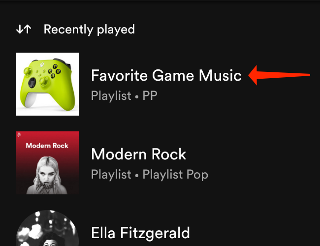 Select a playlist in Spotify on Android