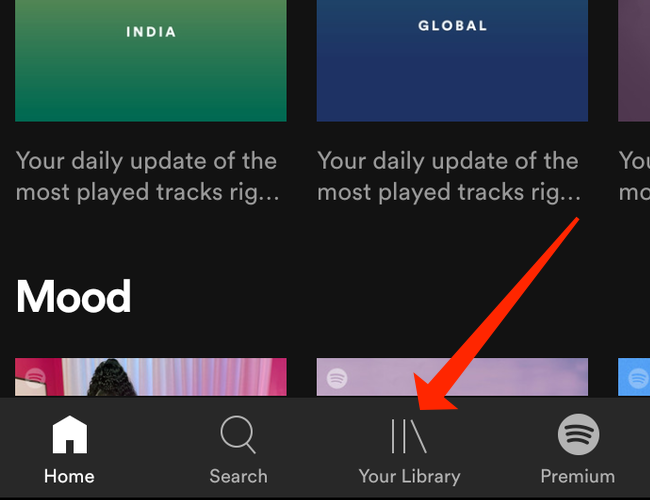 Tap Your Library to access your playlists in Spotify for Android