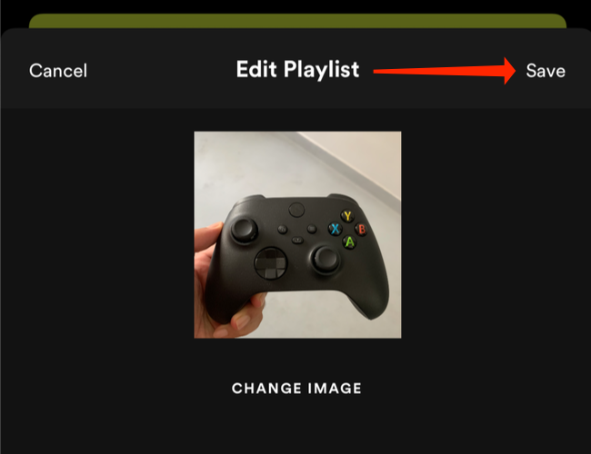Tap Save to change Spotify playlist picture on iPhone