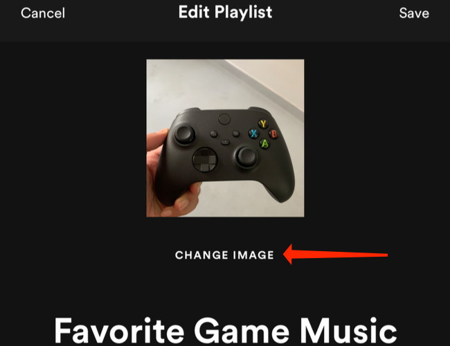 Tap Change Image to change Spotify playlist picture on iPhone