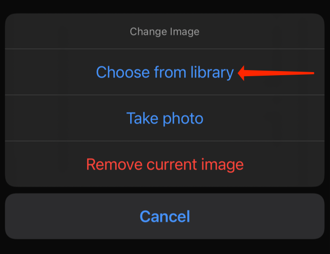Tap Choose from library to select a Spotify playlist cover image from your iPhone's photo library