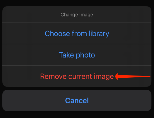 Tap Remove current image to remove a picture from a Spotify playlist