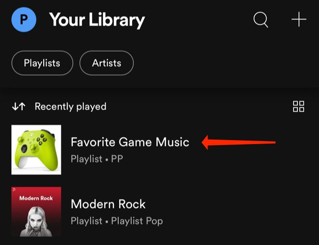 Tap any playlist you've created on Spotify