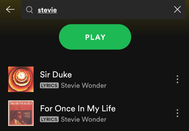 If you type the name of the artist in the search box, Spotify shows you all the songs by that artist in your playlist.