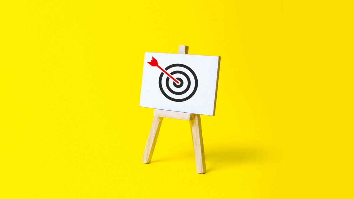 A target on a yellow background
