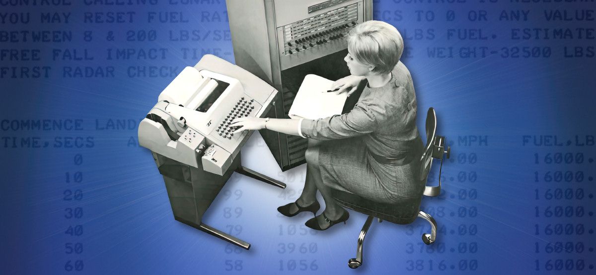 A Woman Using a Teletype in the late 1960s.