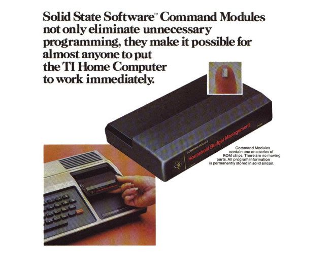 Information on Command Modules from a 1979 TI-99/4 brochure.