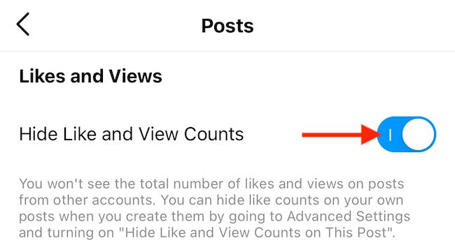 Toggle on "Hide Like and Video Counts"