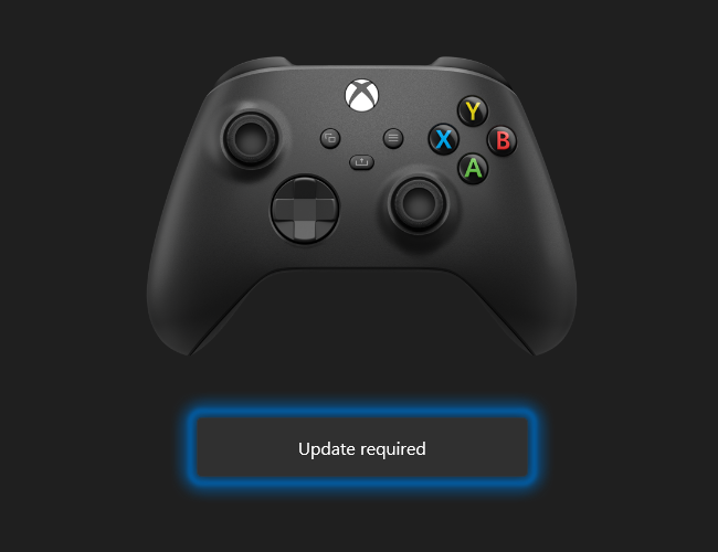 Xbox Wireless Controller can be updated using a Windows 10 PC. Click Update required to begin the process