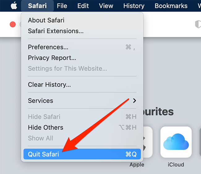 Click the app name in the menu bar and select "Quit" on Mac.