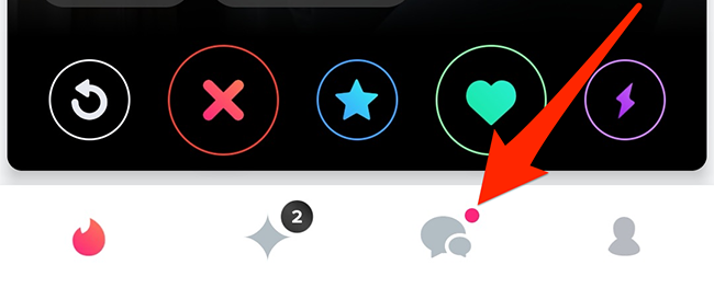Tap the messages icon in Tinder.