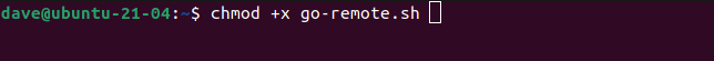 chmod +x go-remote.sh in a terminal window