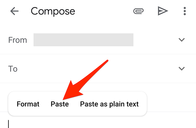 Select "Paste" from Gmail's context menu.