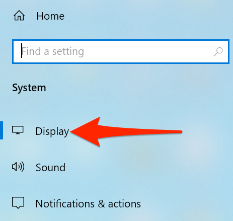 Select "Display" in the "System" menu of the Settings app.