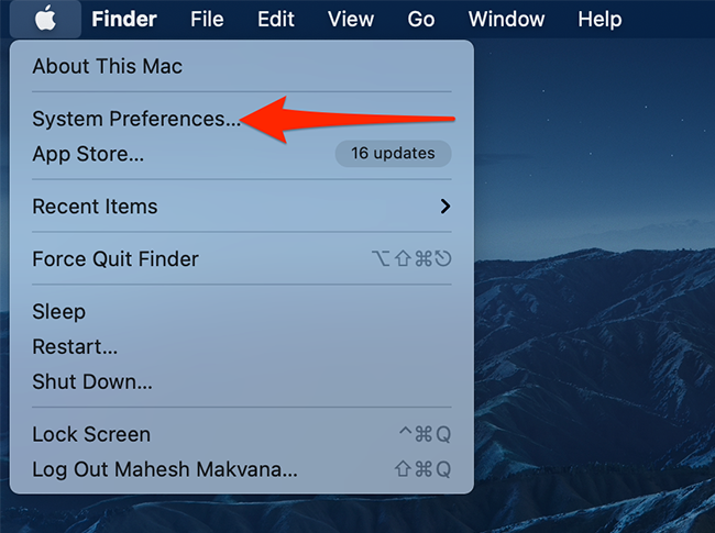 Select "System Preferences" from the Apple menu.