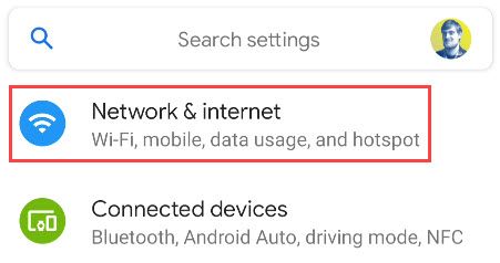 Select "Network & Internet" from the Settings.