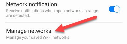 Now select "Manage Networks."