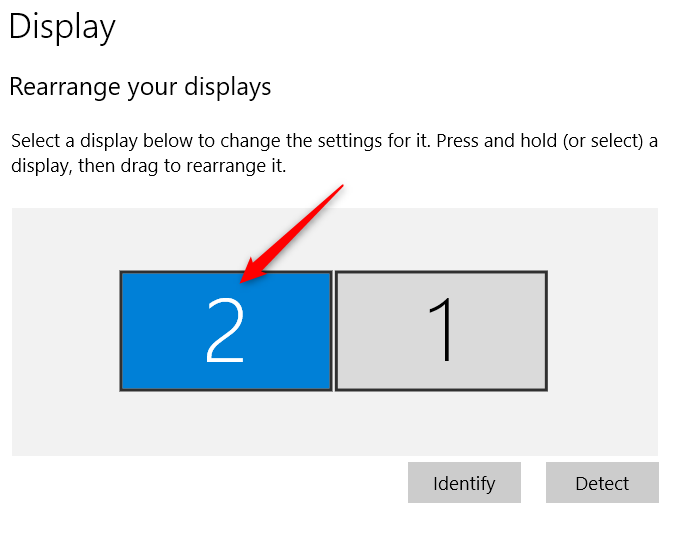Select the monitor you want to examine on the Display page