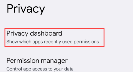 Select "Privacy Dashboard."