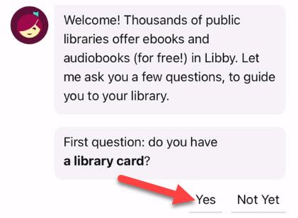 The app will ask if you have a library card. Tap 