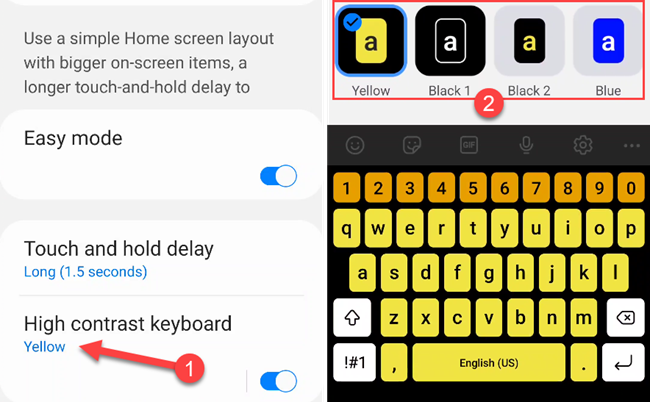 Turn the "High Contrast Keyboard" theme on or off.