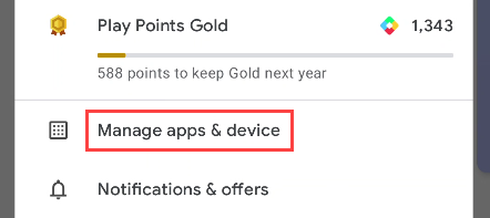 Select "Manage Apps and Device."