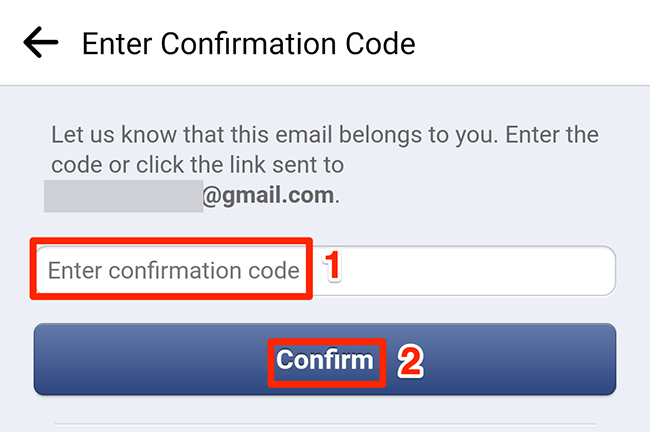 Enter the confirmation code and tap "Confirm."