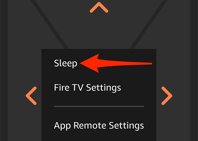 Select "Sleep" in the Fire TV mobile app.
