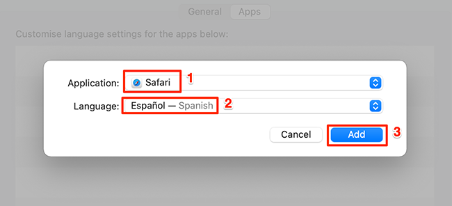 Change an app's language on Mac.