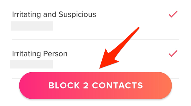 Tap "Block Contacts" in Tinder.
