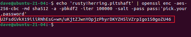 Encrypted password written to the terminal window