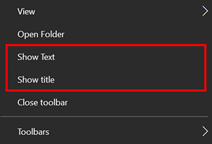 Deselect "Show Text" and "Show Title"