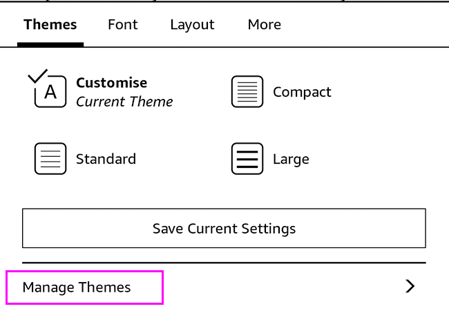 manage themes highlighted
