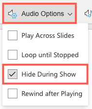 powerpoint presentation hide audio icon